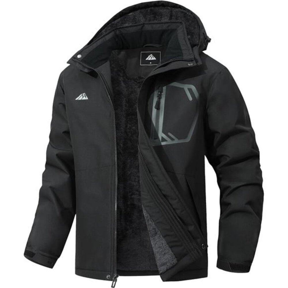 Men's Waterproof Ski Jacket Padded Detachable-Hood Parker Windproof Jacket